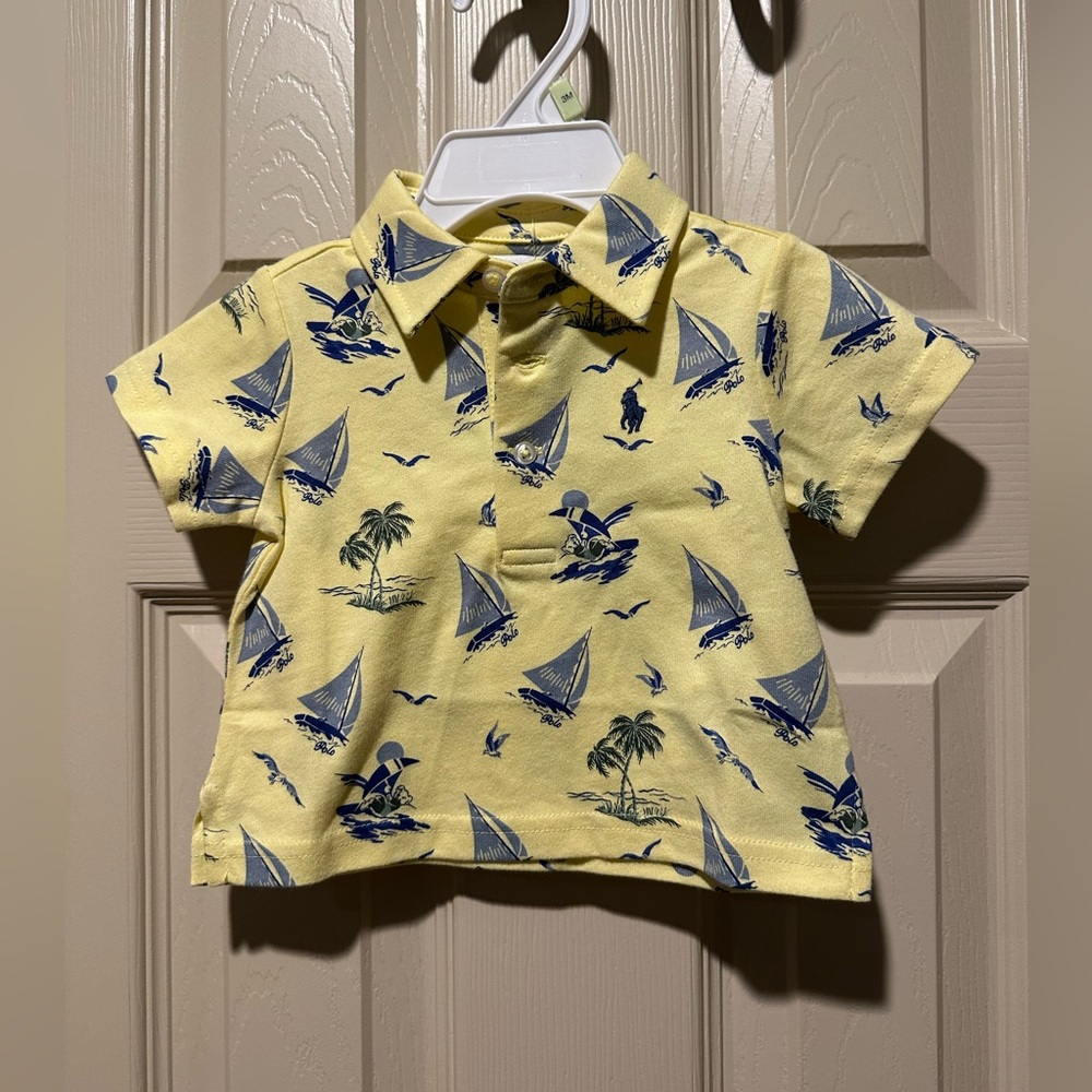 Ralph Lauren Yellow Polo with Sailboat Design